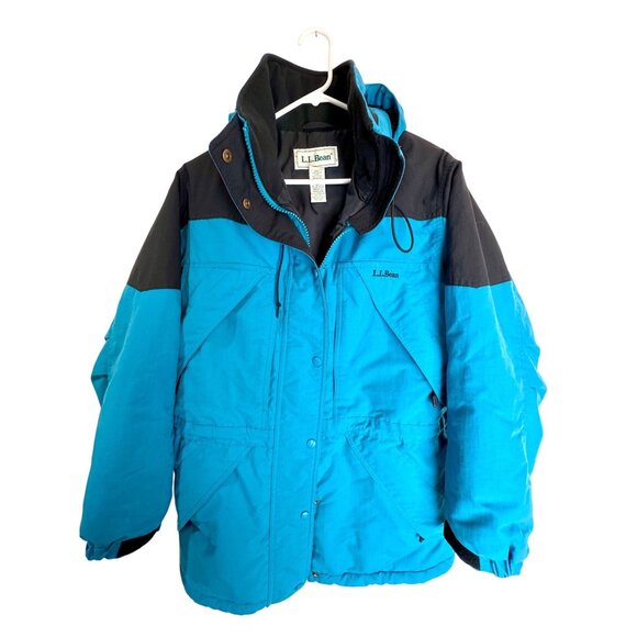 LL Bean Parka Women's Regular Jacket Size M Teal Black LiteLoft Insulated Parka - Picture 1 of 7